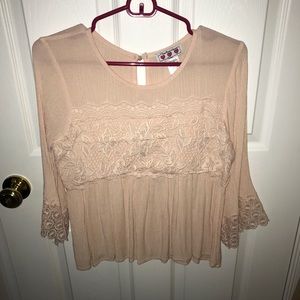 Three Hearts Pink Lace Embellished Top